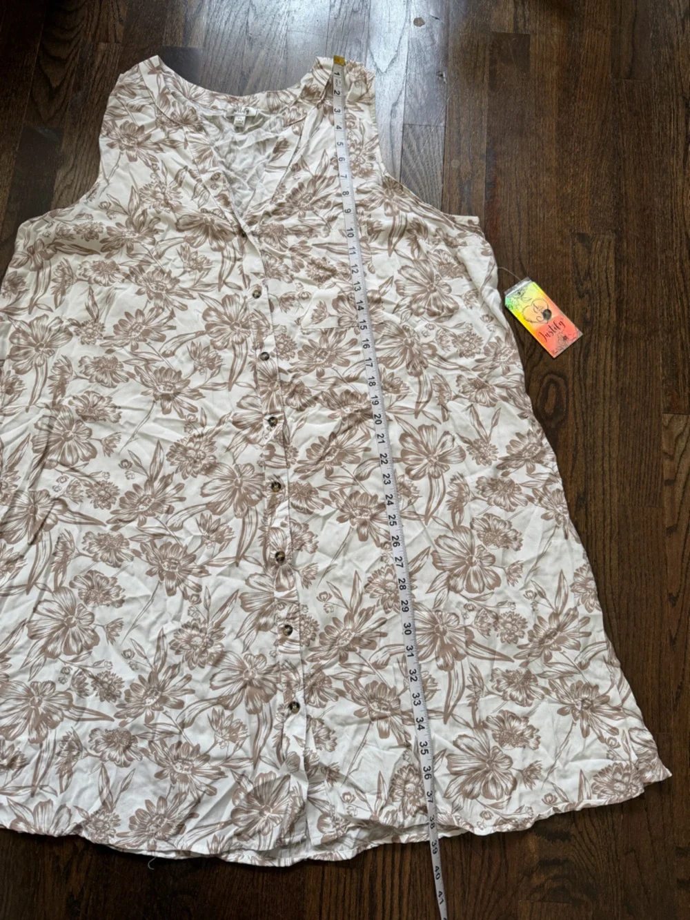 Justify Beige Floral Maxi Dress with Button Detail - Picture 7 of 7